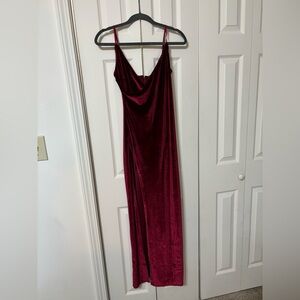 Lulus Debut Diva Burgundy Velvet Maxi Dress